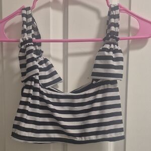 Black and White Striped Crop Top Womens Size L